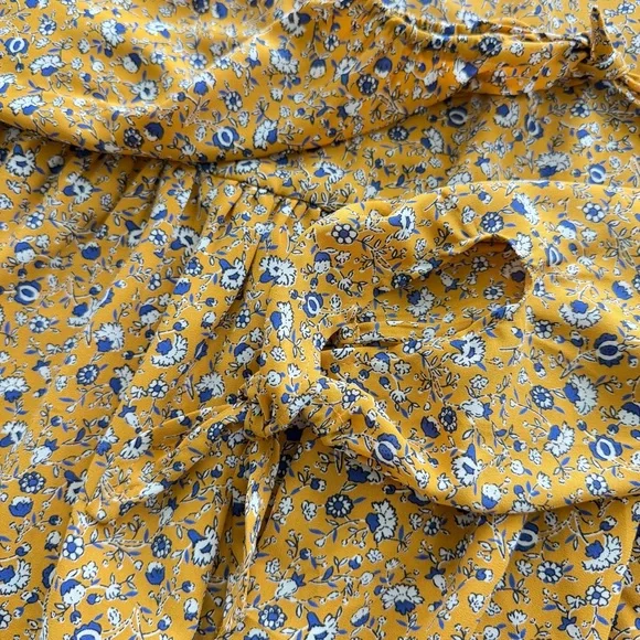 Braeve Teegan Peplum Top Floral Mustard Yellow Boho Women Small - Picture 4 of 5